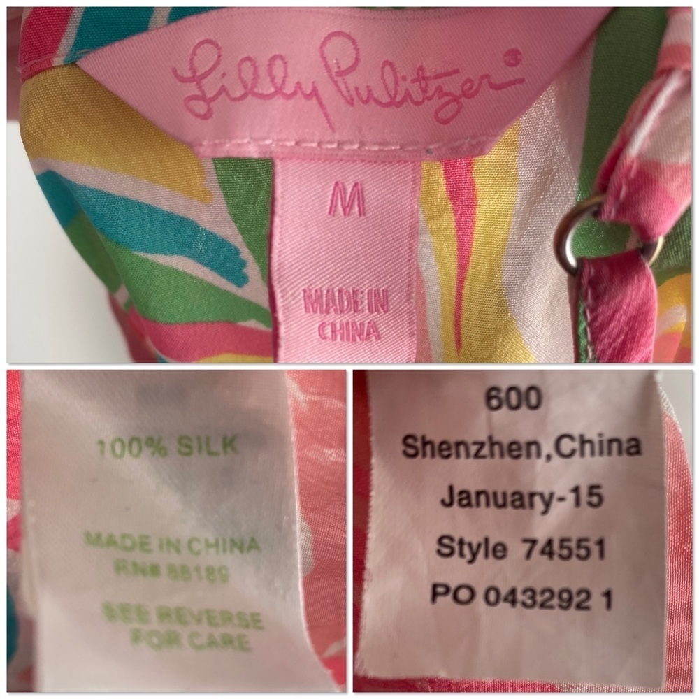 Lilly Pulitzer Dusk multicolor racer back silk camisole top in Flamingo - Picture 8 of 9